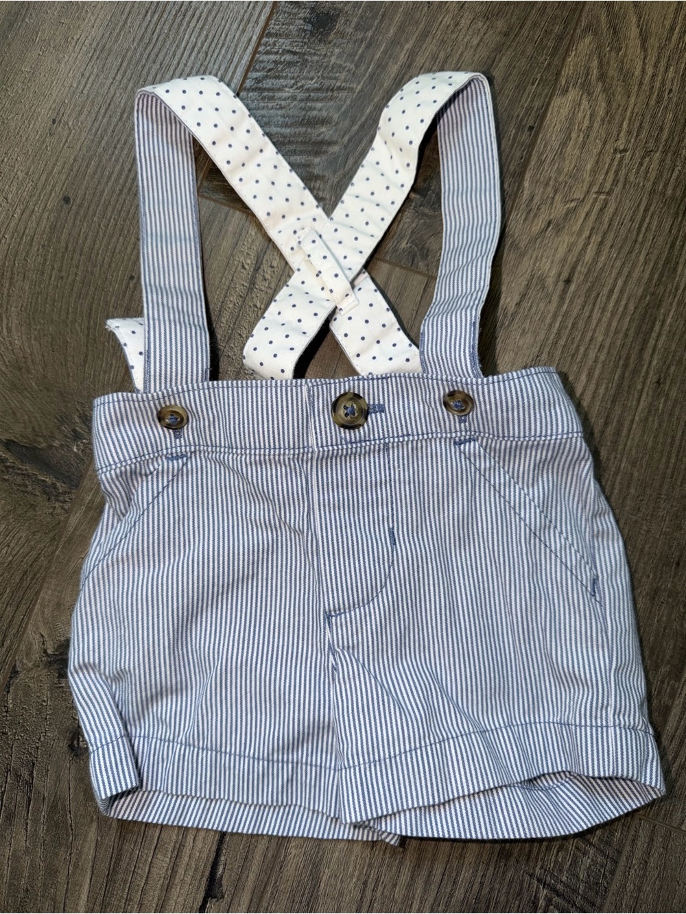 Carter's Navy-Striped Shorts with Polka-Dot Suspenders